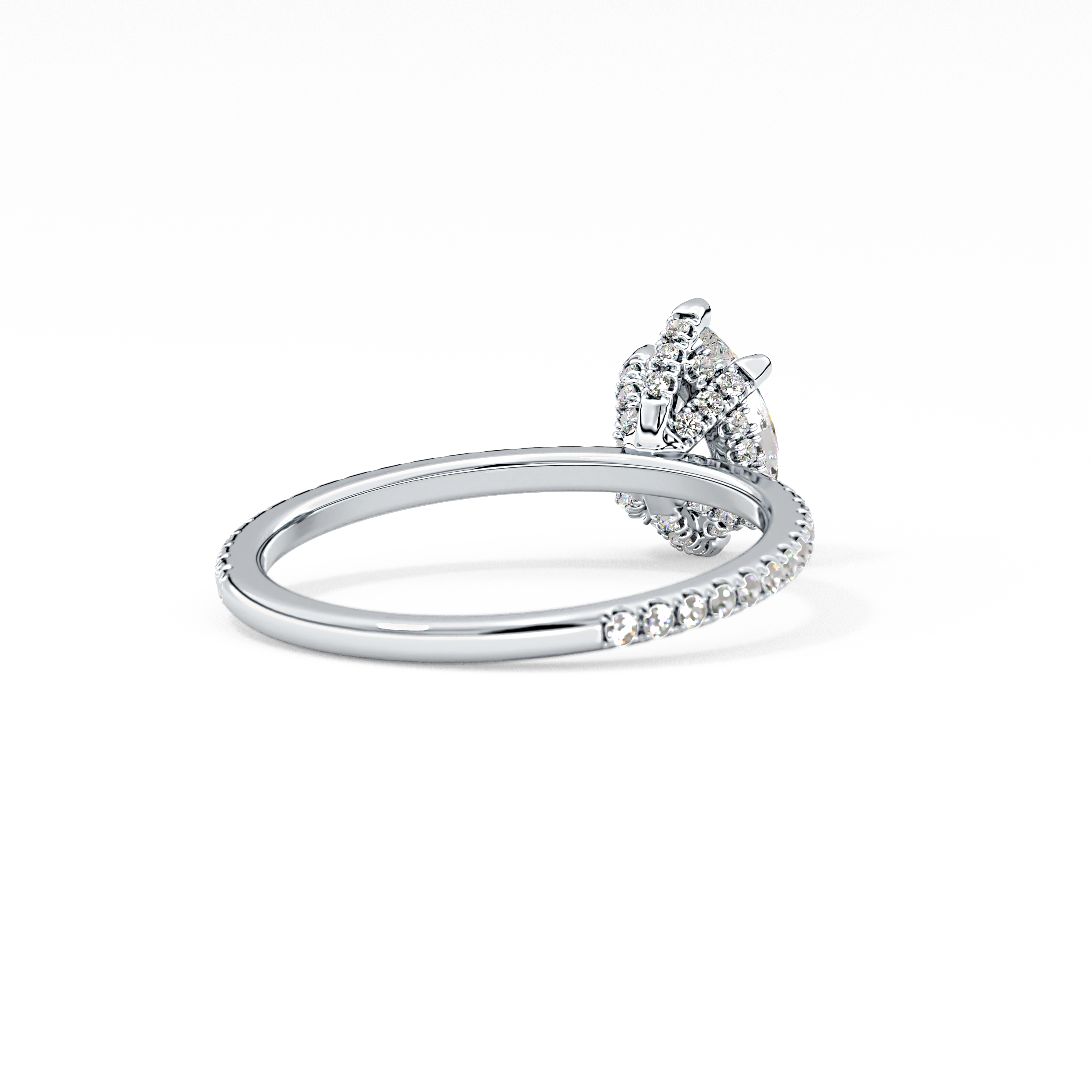 Pear Hidden Halo & Pave Lab Grown Diamond Engagement Ring