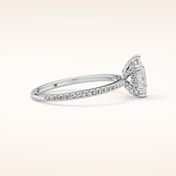 0.86 CT Pear Shaped Hidden Halo & Pave Moissanite Engagement Ring