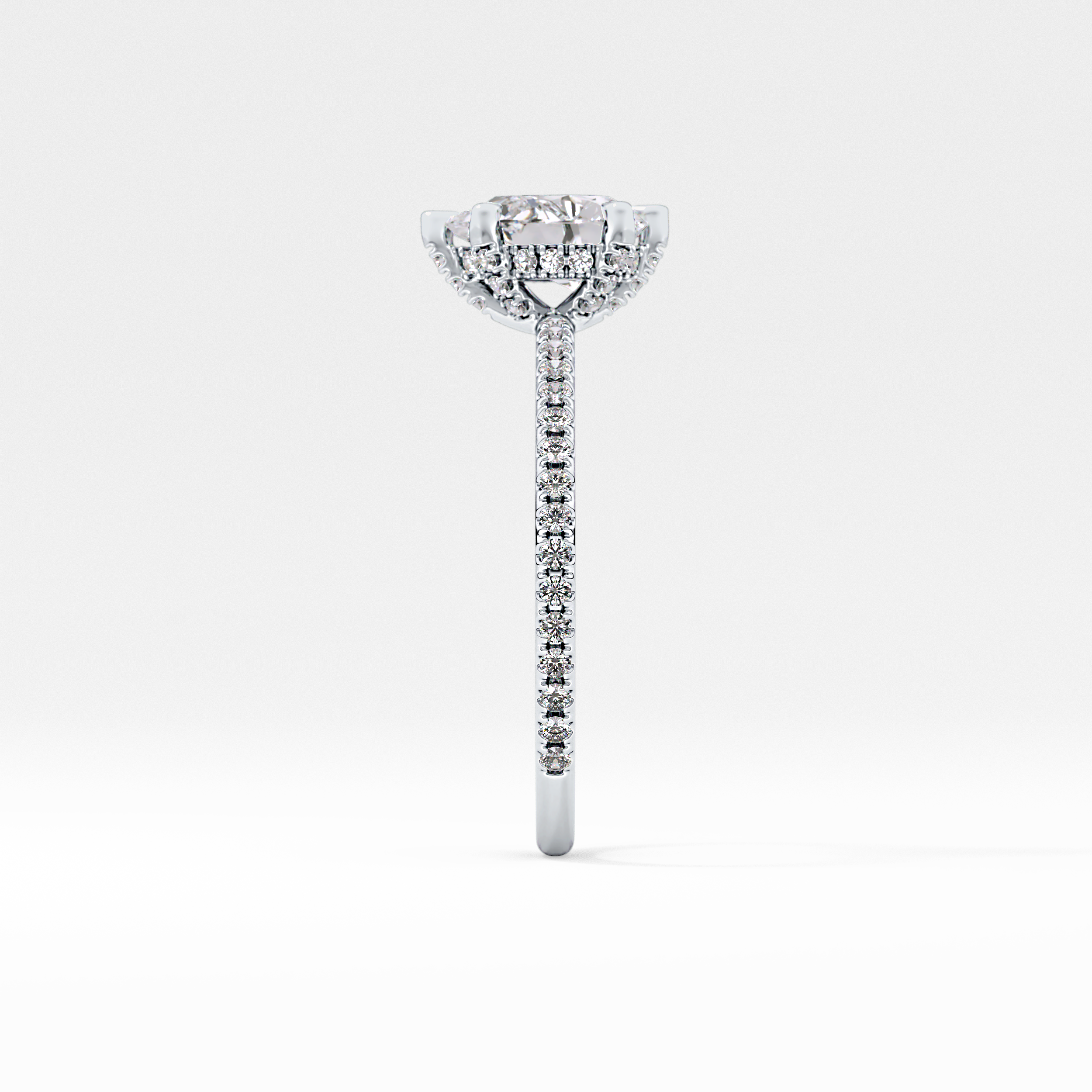 Pear Hidden Halo & Pave Lab Grown Diamond Engagement Ring