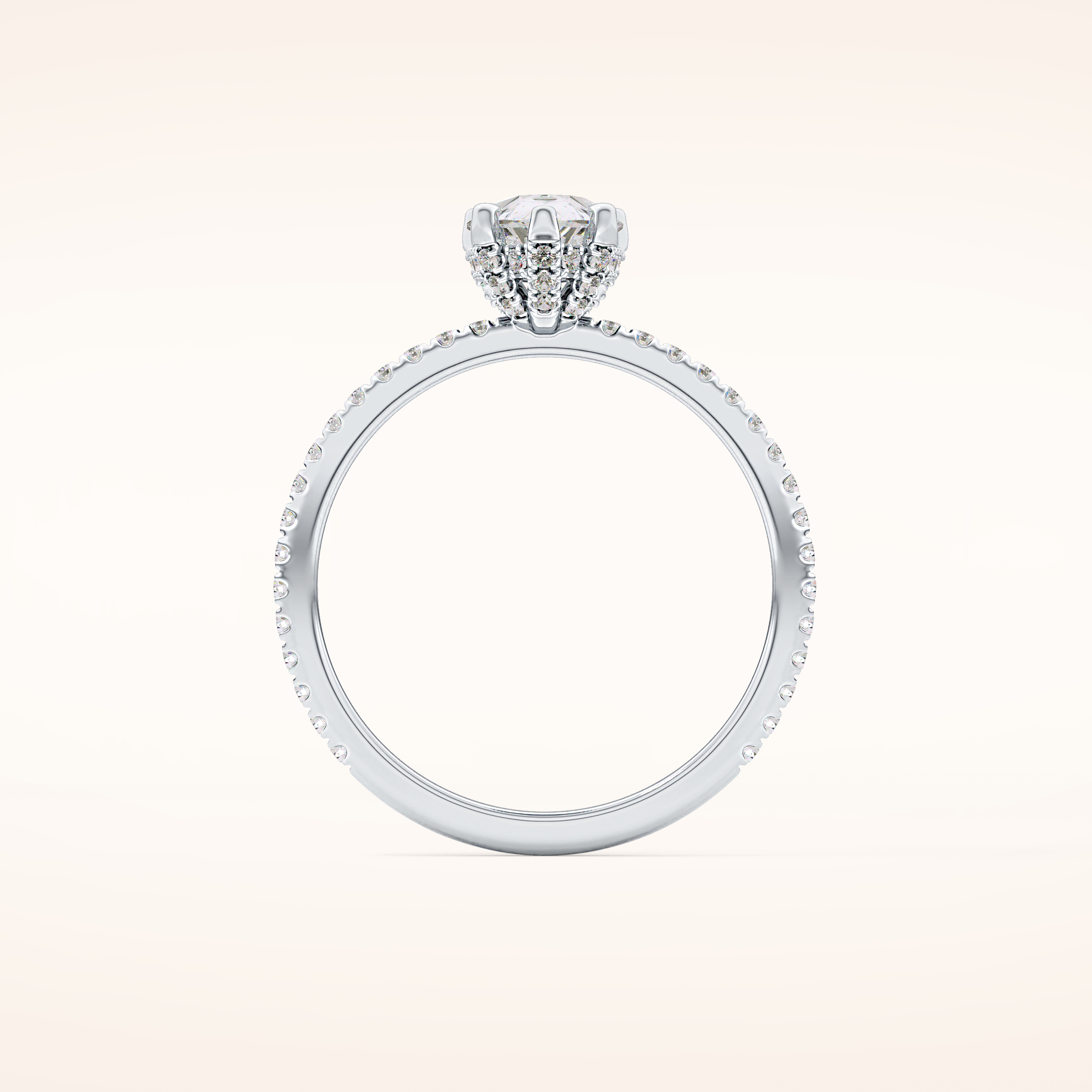0.86 CT Pear Shaped Hidden Halo & Pave Moissanite Engagement Ring