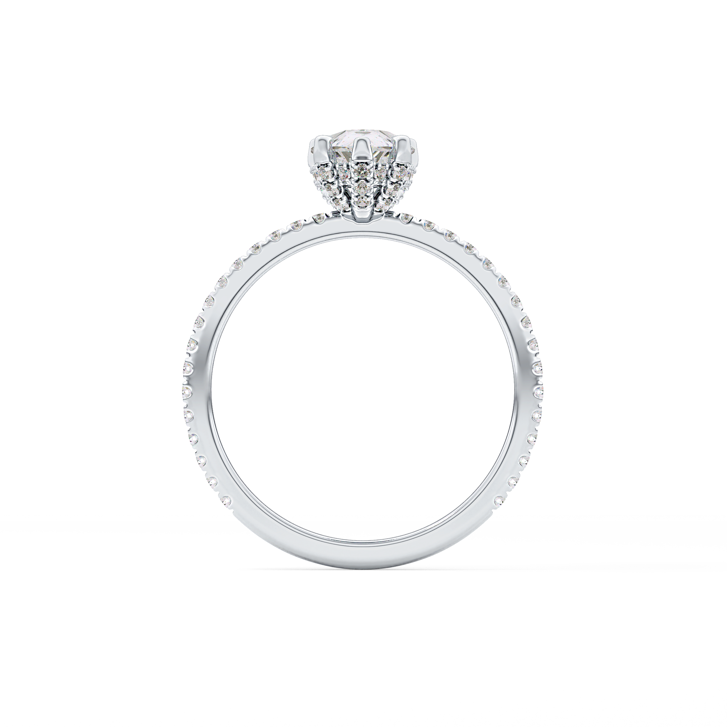 Pear Hidden Halo & Pave Lab Grown Diamond Engagement Ring