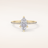 0.82 CT Marquise Shaped Hidden Halo & Pave Moissanite Engagement Ring