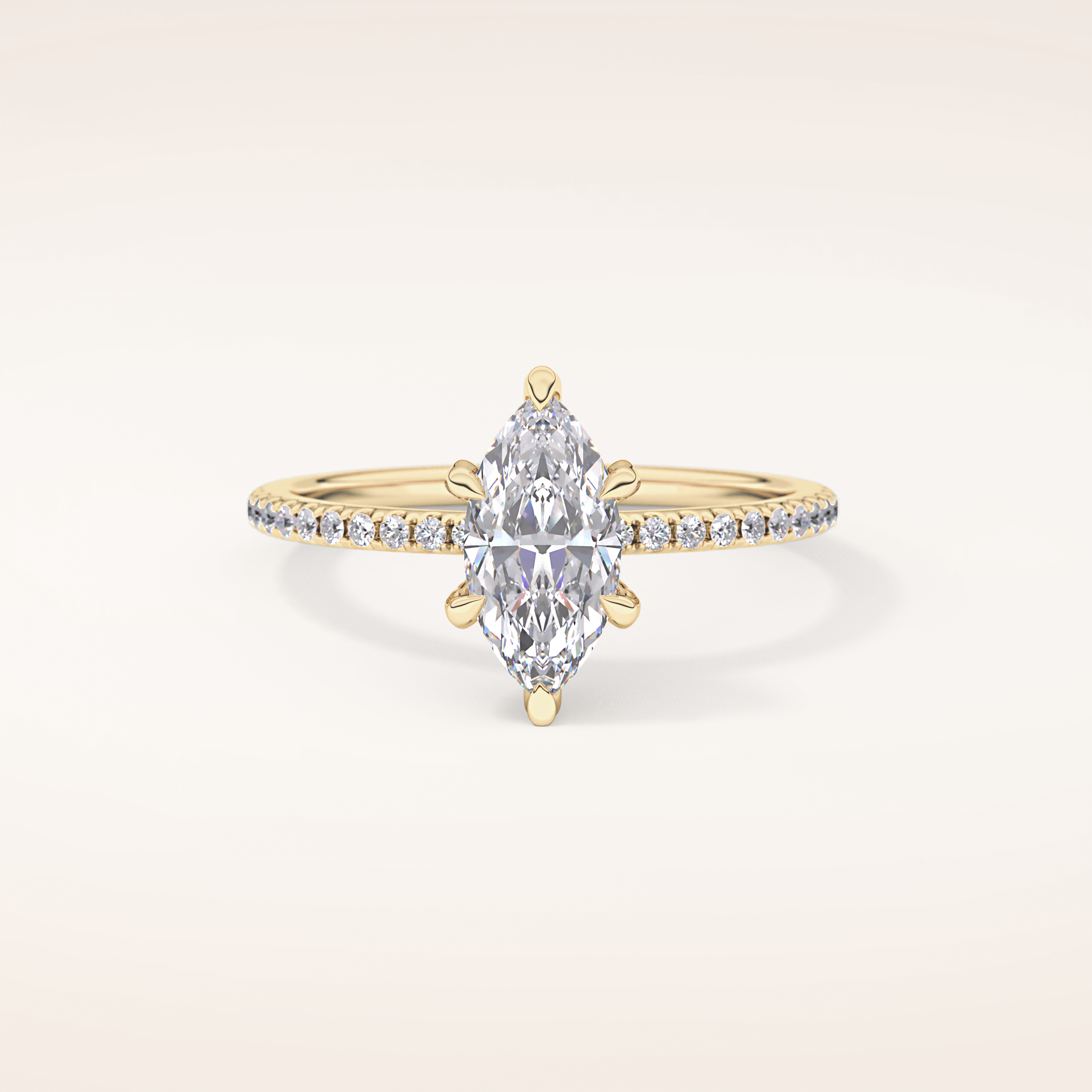 0.82 CT Marquise Shaped Hidden Halo & Pave Moissanite Engagement Ring