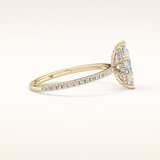 0.82 CT Marquise Shaped Hidden Halo & Pave Moissanite Engagement Ring