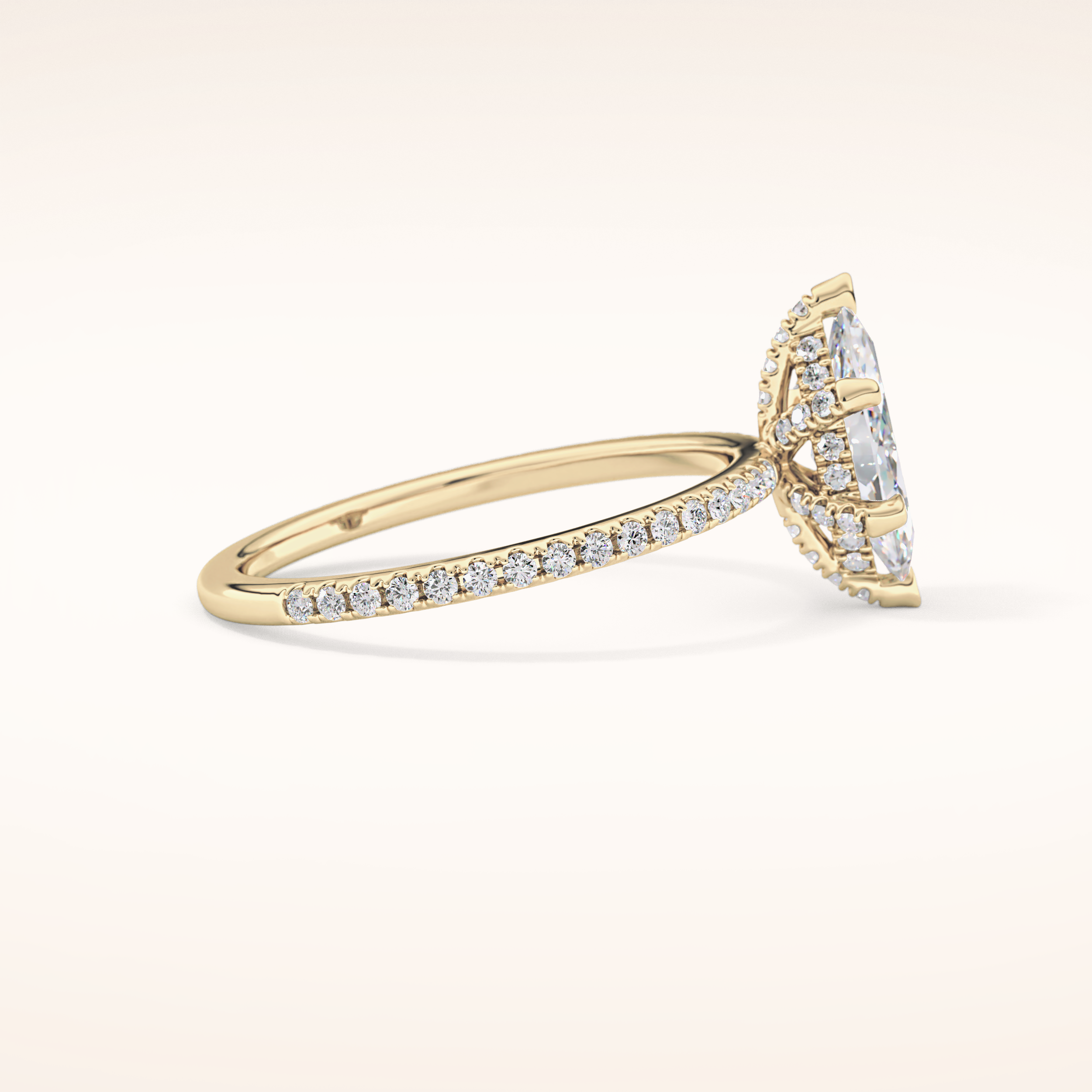 0.82 CT Marquise Shaped Hidden Halo & Pave Moissanite Engagement Ring