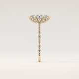 0.82 CT Marquise Shaped Hidden Halo & Pave Moissanite Engagement Ring