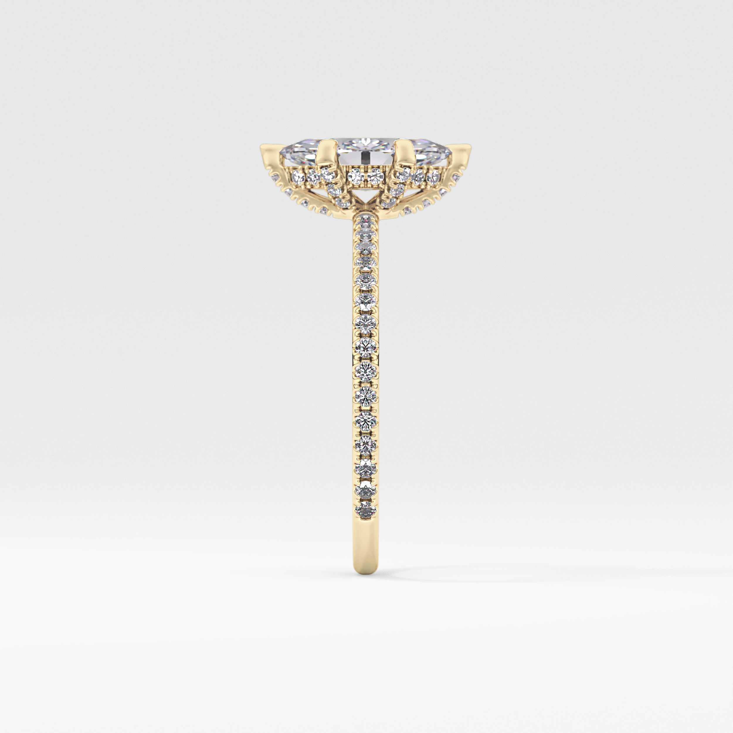 Marquise Halo & Pave Lab Grown Diamond Engagement Ring