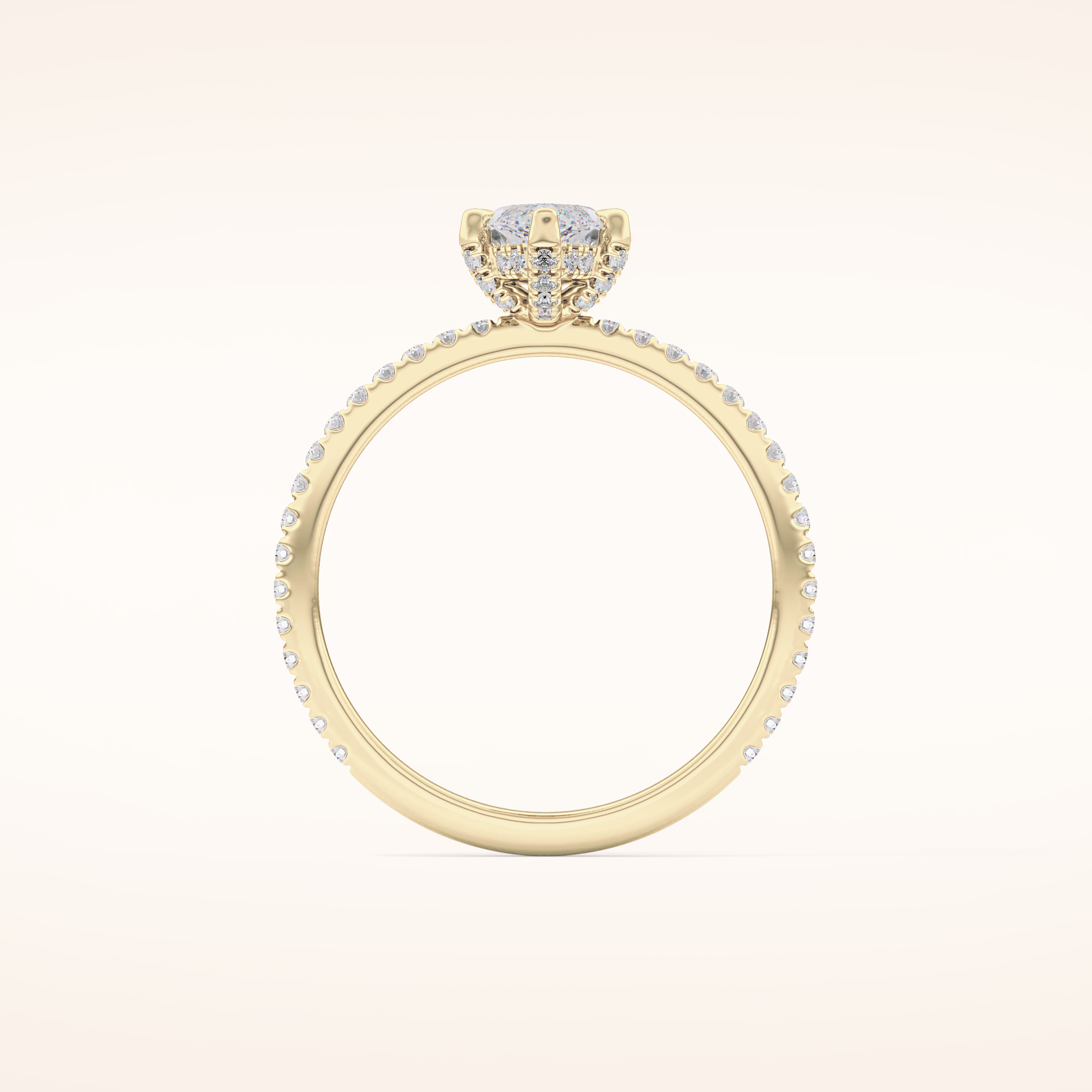 0.82 CT Marquise Shaped Hidden Halo & Pave Moissanite Engagement Ring