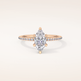 0.82 CT Marquise Shaped Hidden Halo & Pave Moissanite Engagement Ring