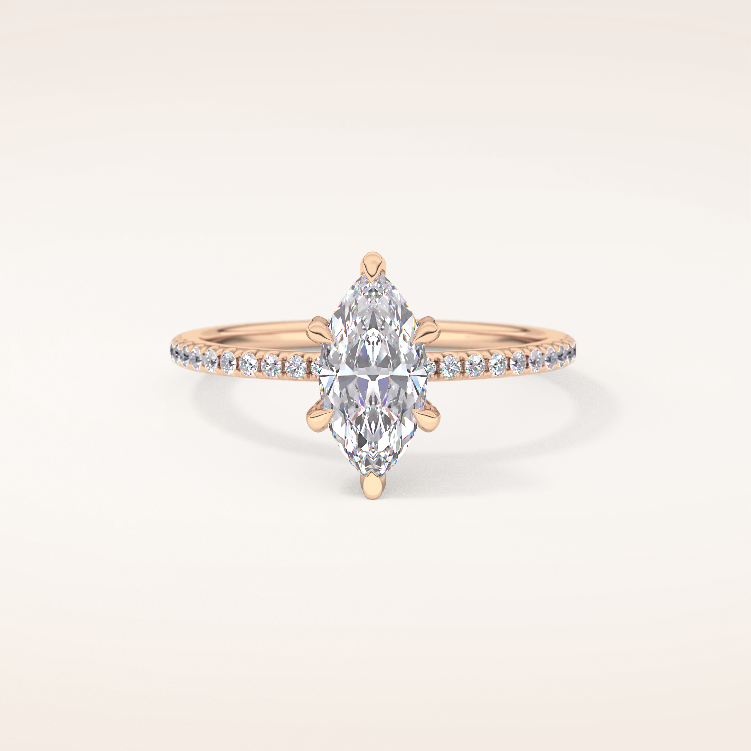 0.82 CT Marquise Shaped Hidden Halo & Pave Moissanite Engagement Ring