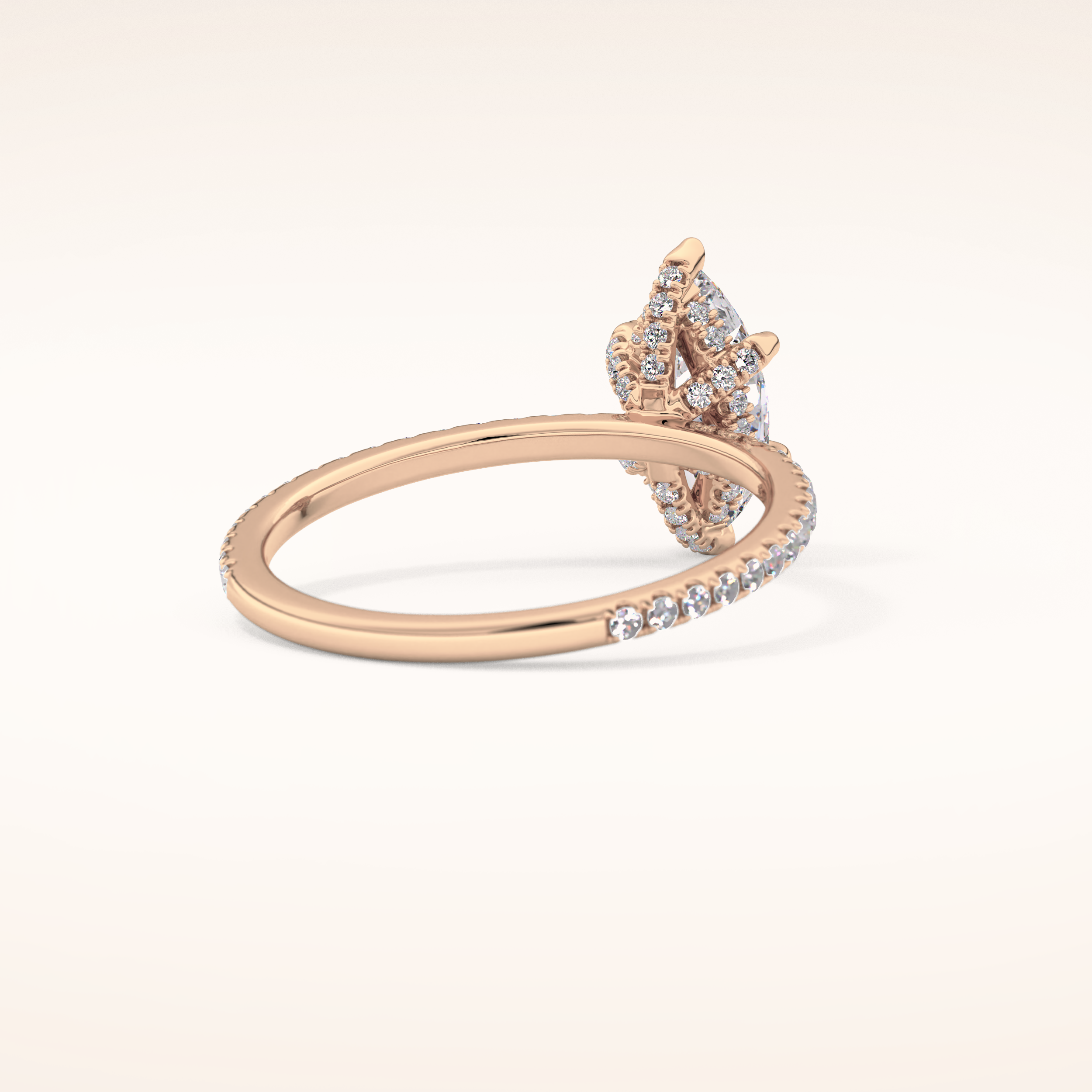 0.82 CT Marquise Shaped Hidden Halo & Pave Moissanite Engagement Ring