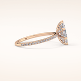0.82 CT Marquise Shaped Hidden Halo & Pave Moissanite Engagement Ring