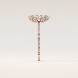 0.82 CT Marquise Shaped Hidden Halo & Pave Moissanite Engagement Ring