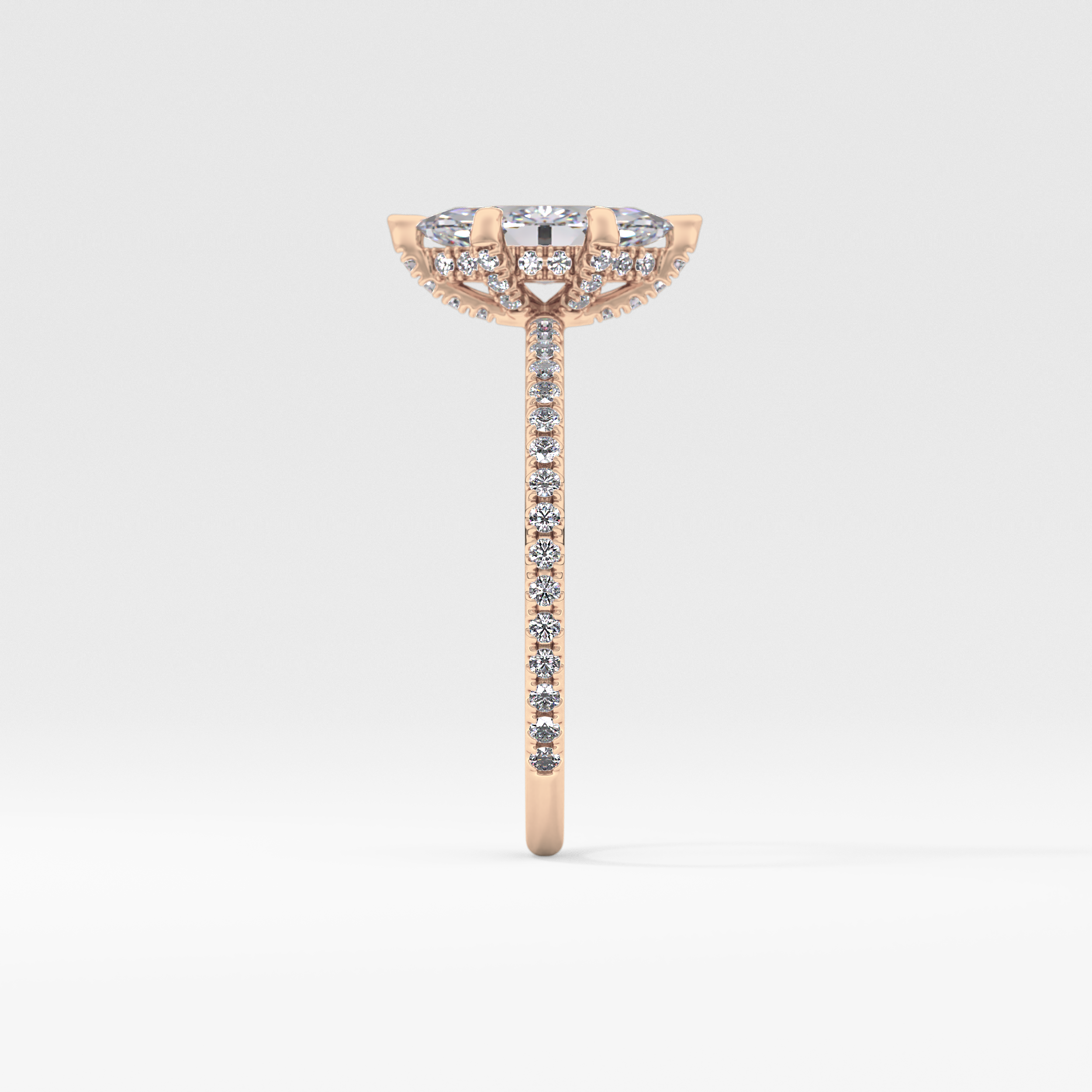 Marquise Halo & Pave Lab Grown Diamond Engagement Ring