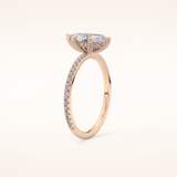 0.82 CT Marquise Shaped Hidden Halo & Pave Moissanite Engagement Ring