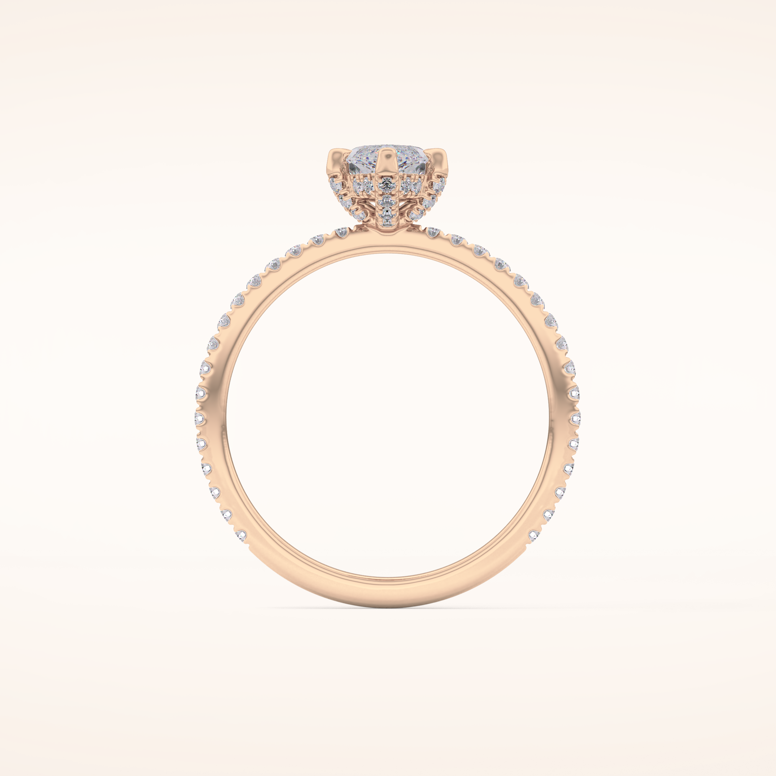 0.82 CT Marquise Shaped Hidden Halo & Pave Moissanite Engagement Ring