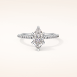 0.82 CT Marquise Shaped Hidden Halo & Pave Moissanite Engagement Ring