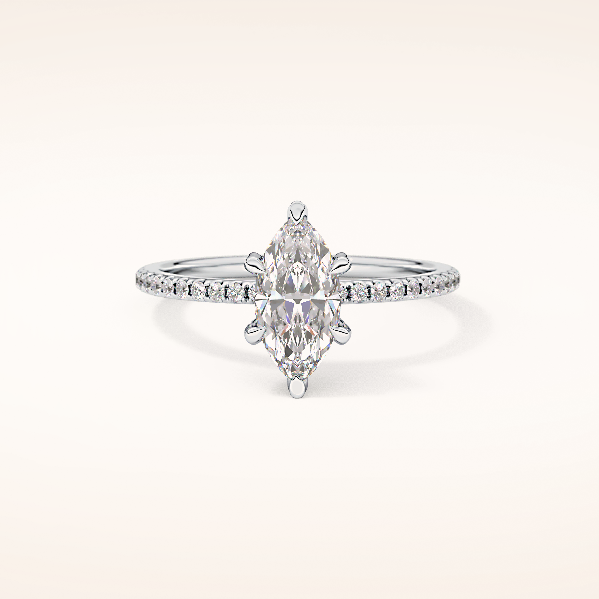 0.82 CT Marquise Shaped Hidden Halo & Pave Moissanite Engagement Ring