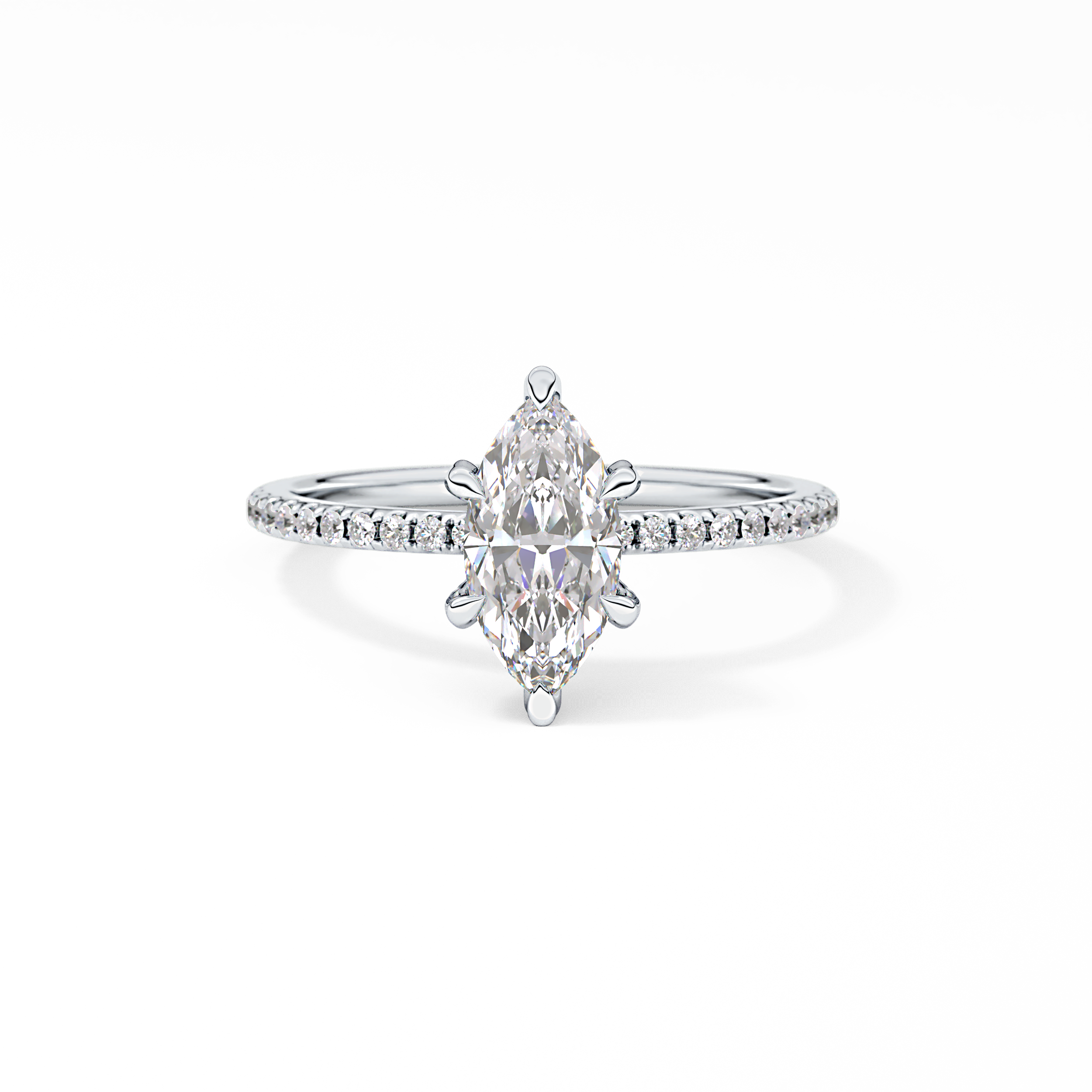 Marquise Halo & Pave Lab Grown Diamond Engagement Ring