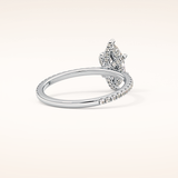 0.82 CT Marquise Shaped Hidden Halo & Pave Moissanite Engagement Ring