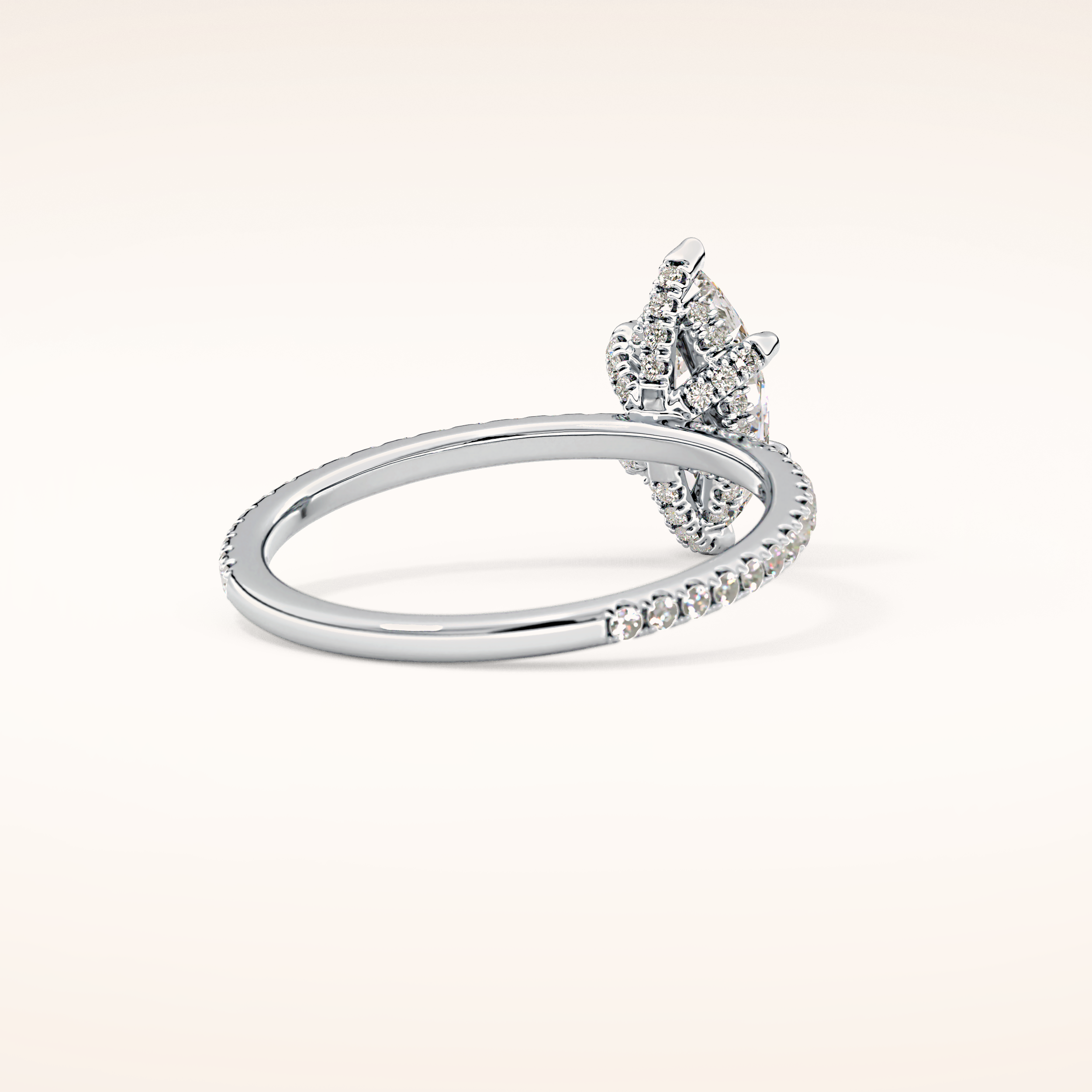 0.82 CT Marquise Shaped Hidden Halo & Pave Moissanite Engagement Ring
