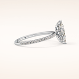 0.82 CT Marquise Shaped Hidden Halo & Pave Moissanite Engagement Ring