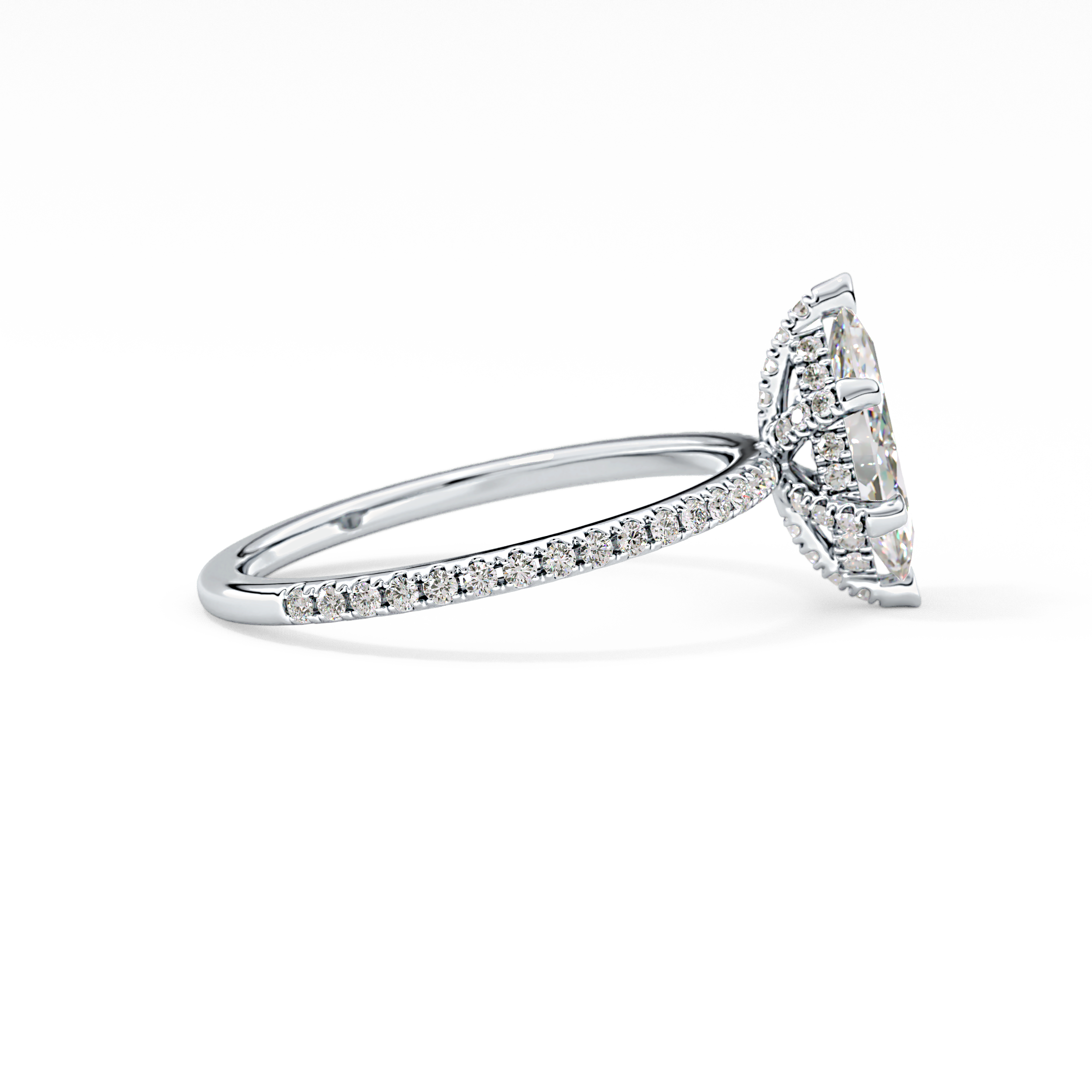Marquise Halo & Pave Lab Grown Diamond Engagement Ring