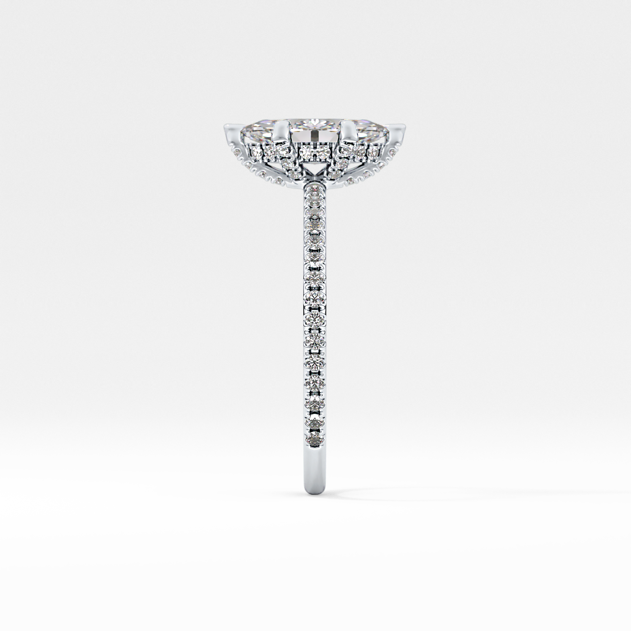 Marquise Halo & Pave Lab Grown Diamond Engagement Ring