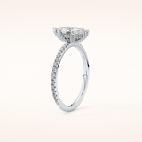 0.82 CT Marquise Shaped Hidden Halo & Pave Moissanite Engagement Ring