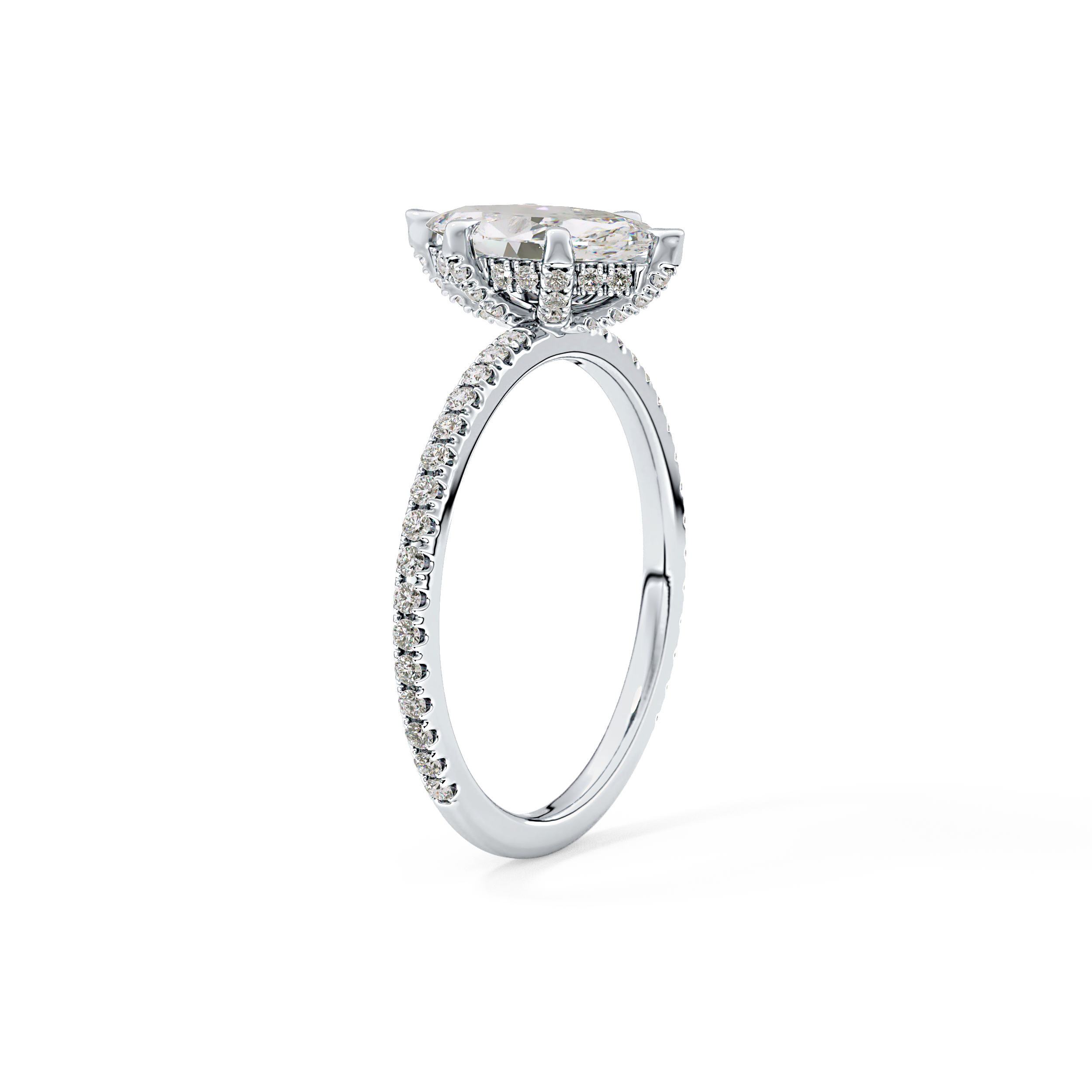 Marquise Halo & Pave Lab Grown Diamond Engagement Ring