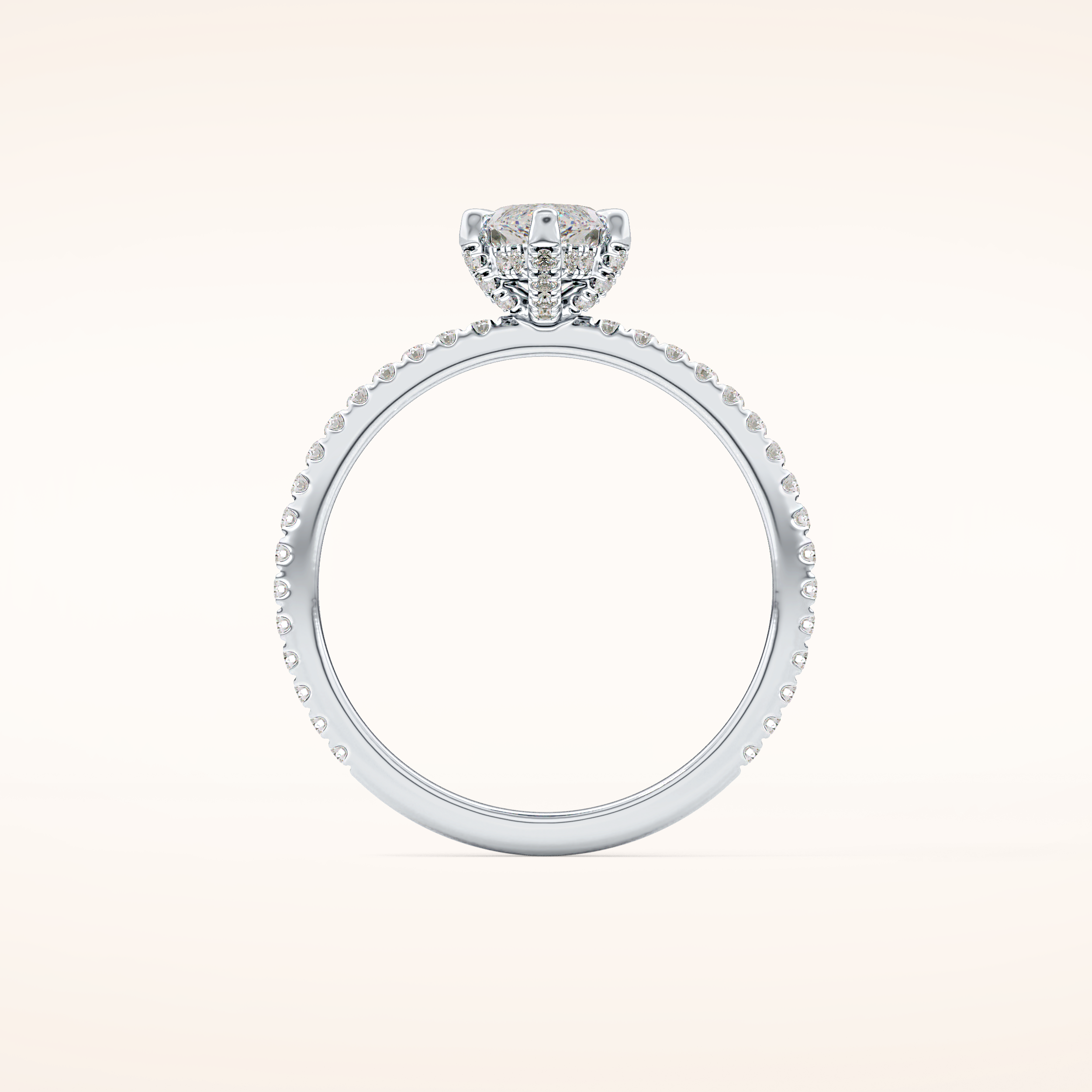 0.82 CT Marquise Shaped Hidden Halo & Pave Moissanite Engagement Ring