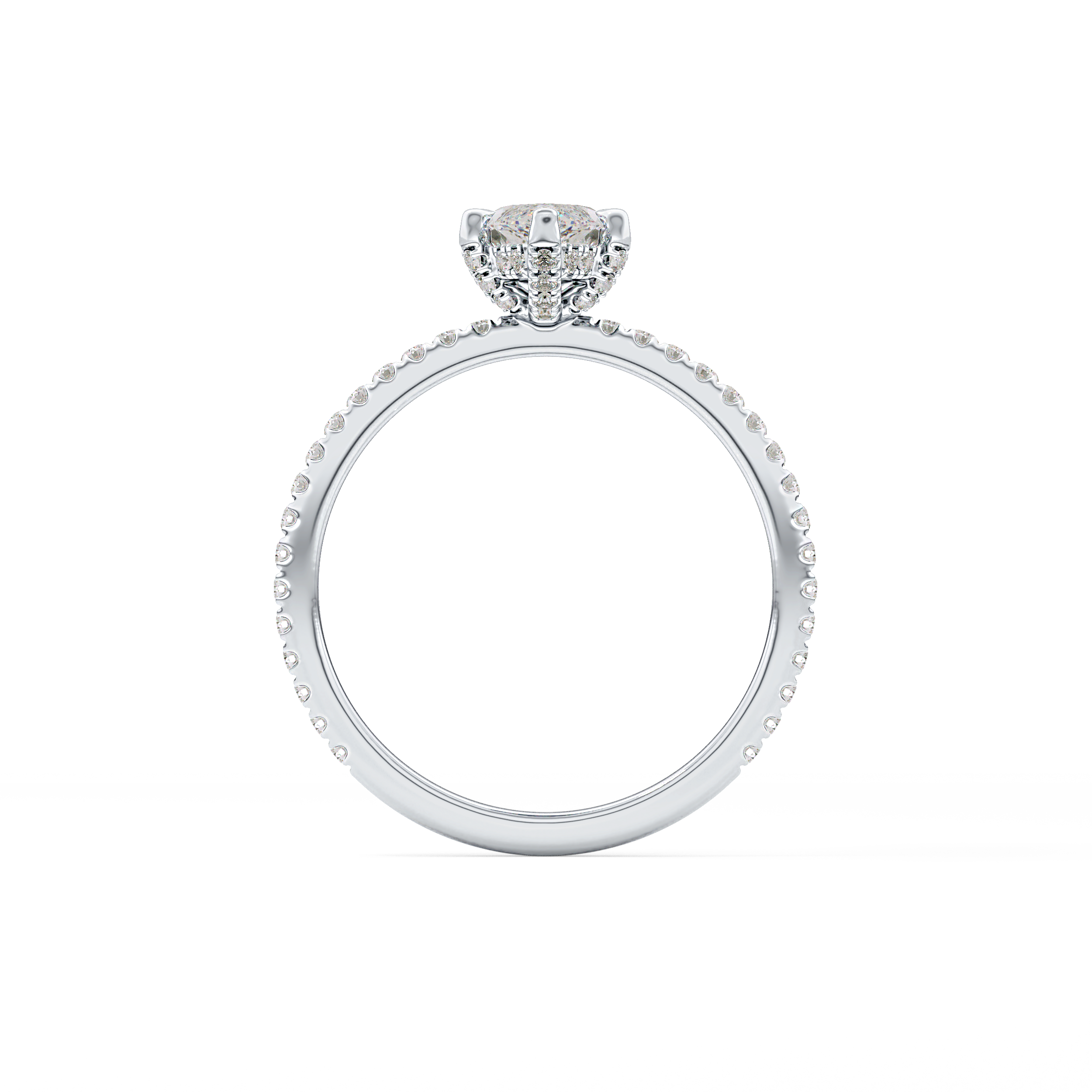 Marquise Halo & Pave Lab Grown Diamond Engagement Ring