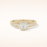 0.52 CT Round Shaped Bezel & Pave Moissanite Engagement Ring