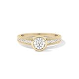 Round Bezel & Channel Pave Lab Grown Diamond Engagement Ring
