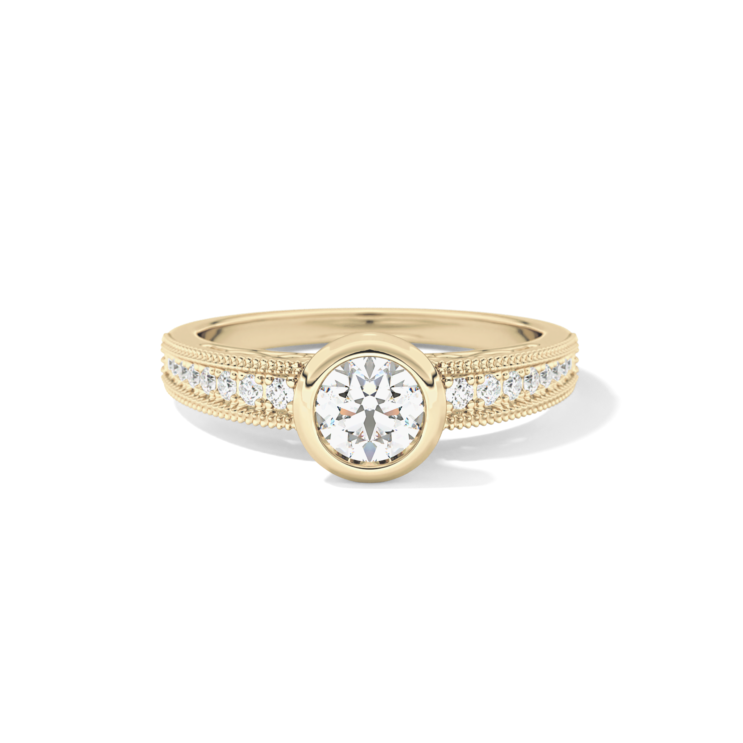 Round Bezel & Channel Pave Lab Grown Diamond Engagement Ring