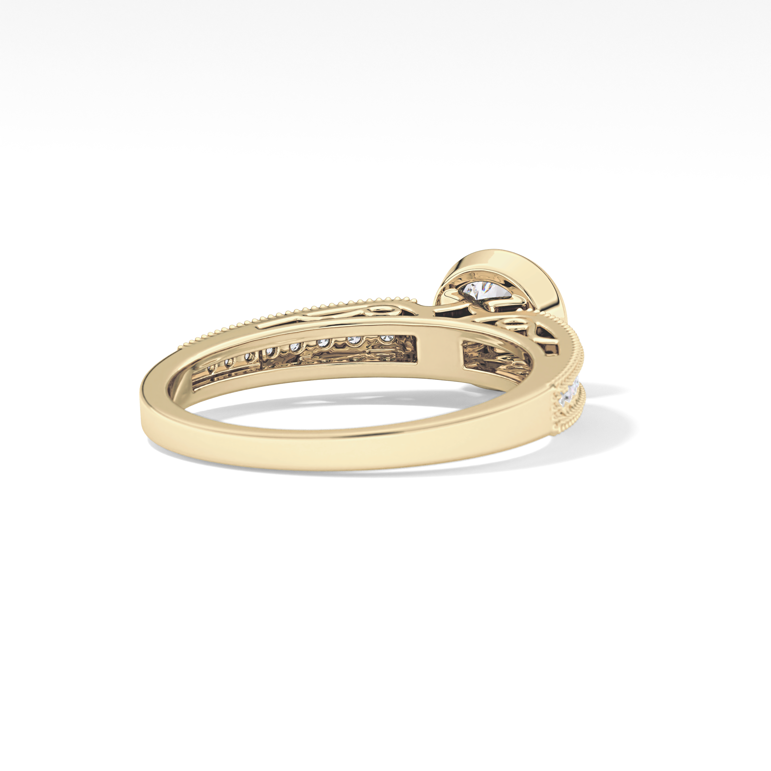 Round Bezel & Channel Pave Lab Grown Diamond Engagement Ring