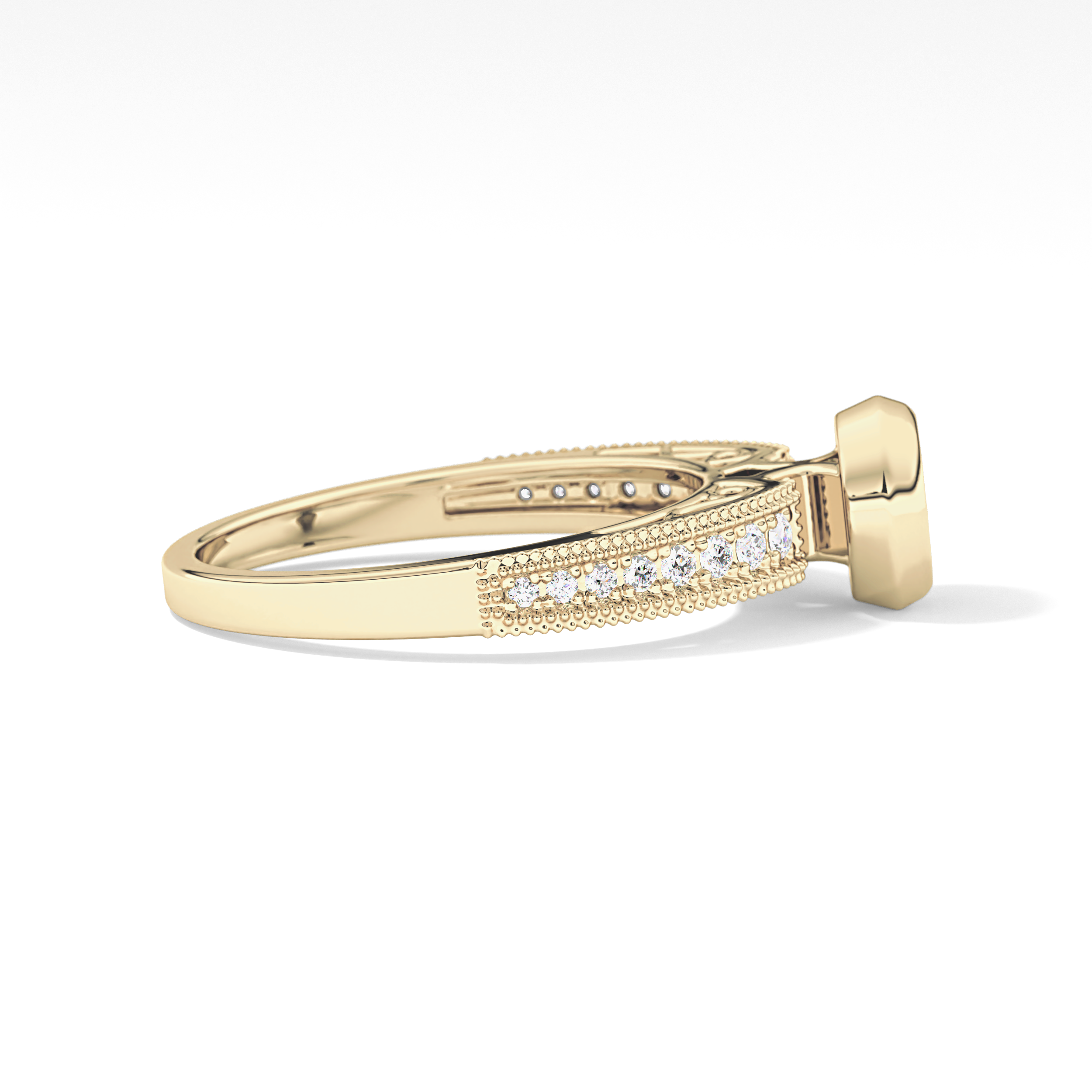 Round Bezel & Channel Pave Lab Grown Diamond Engagement Ring