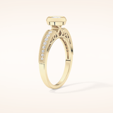 0.52 CT Round Shaped Bezel & Pave Moissanite Engagement Ring