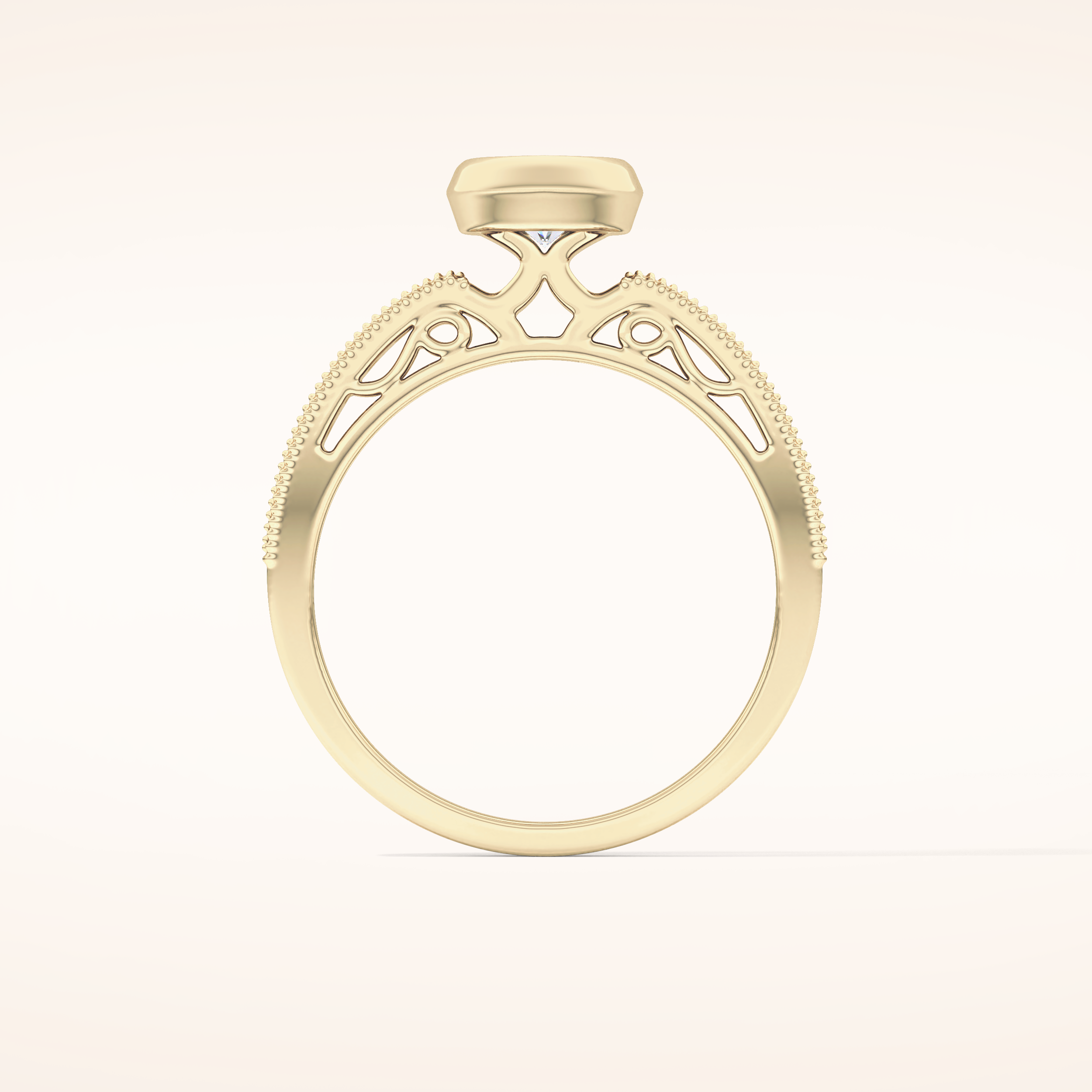 0.52 CT Round Shaped Bezel & Pave Moissanite Engagement Ring