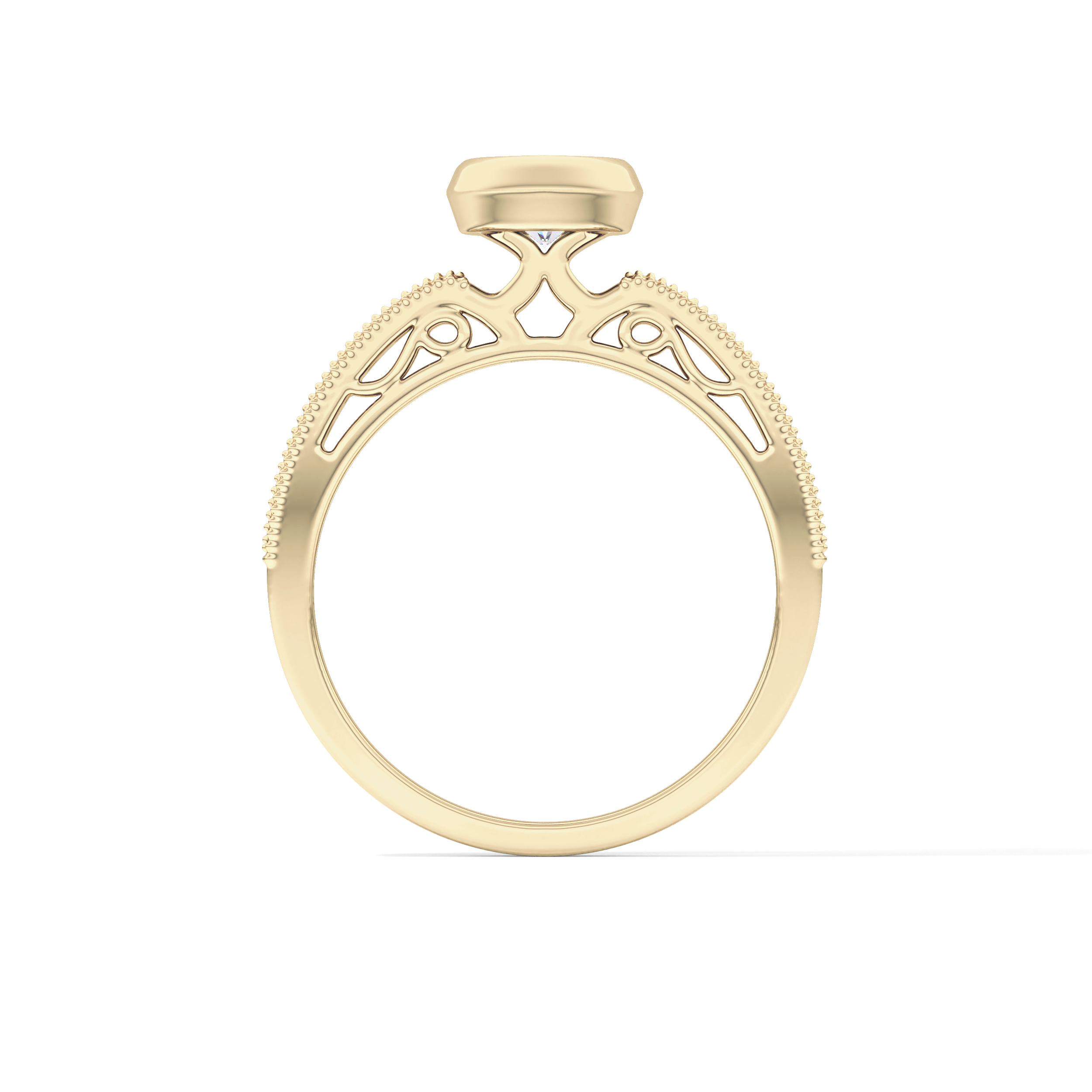 Round Bezel & Channel Pave Lab Grown Diamond Engagement Ring