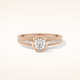 0.52 CT Round Shaped Bezel & Pave Moissanite Engagement Ring