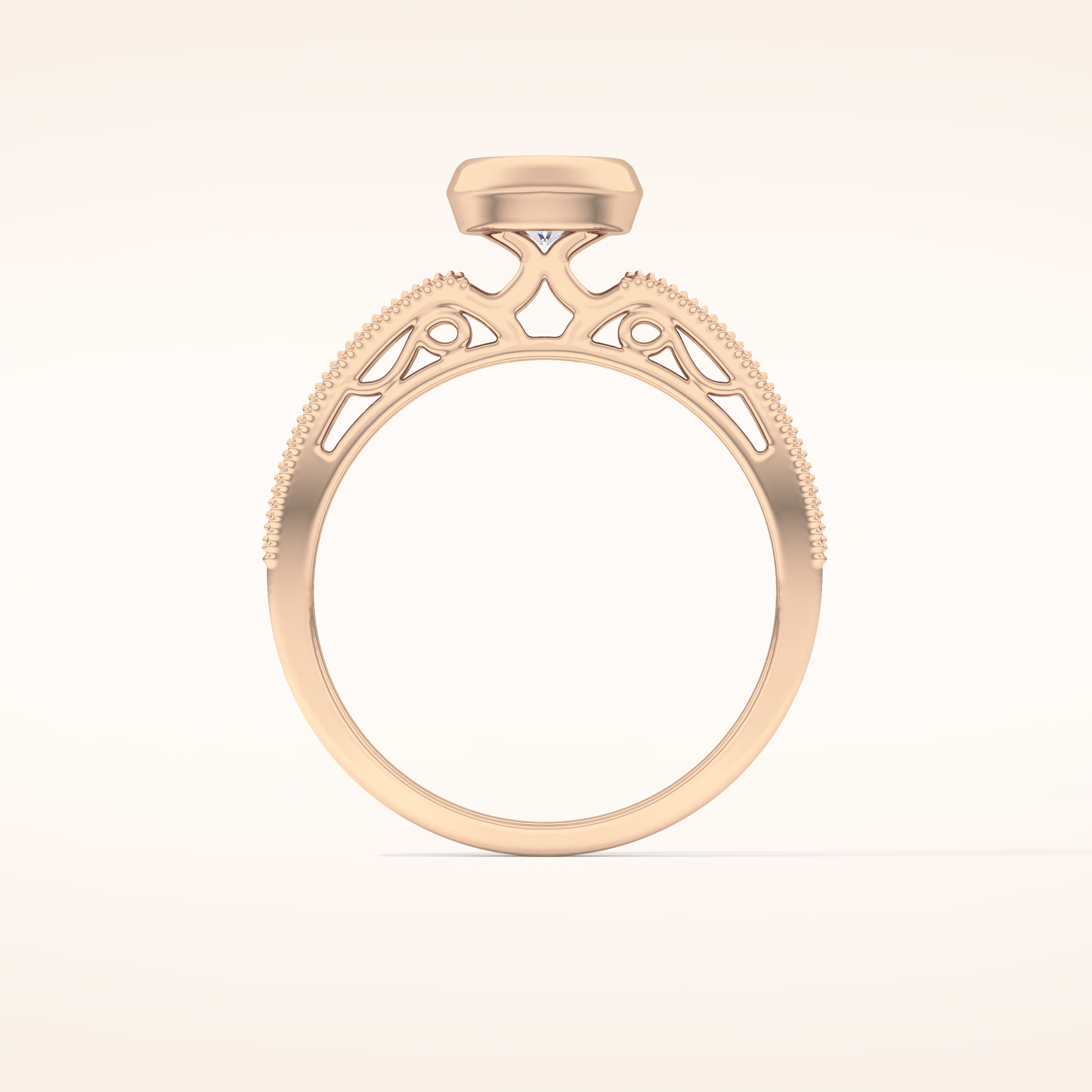 0.52 CT Round Shaped Bezel & Pave Moissanite Engagement Ring