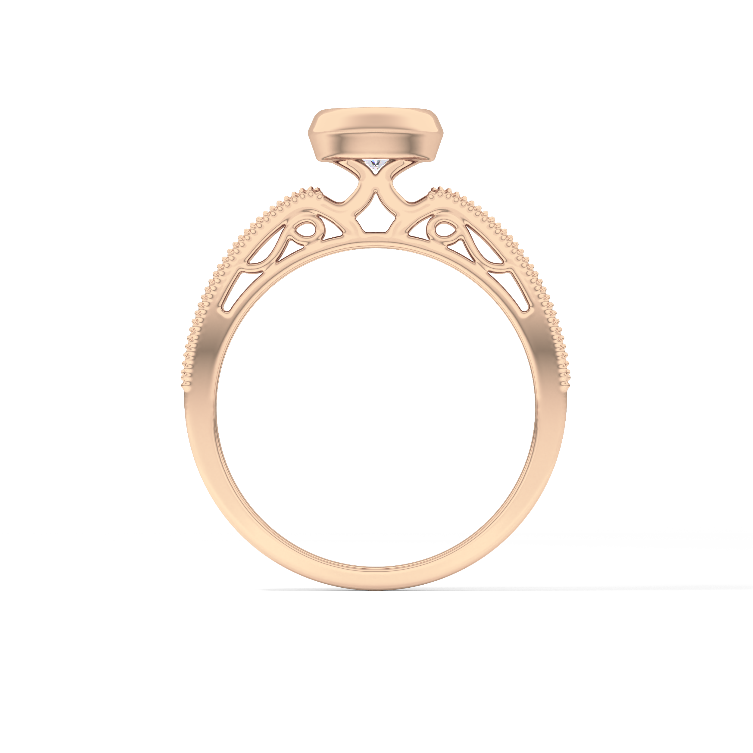 Round Bezel & Channel Pave Lab Grown Diamond Engagement Ring
