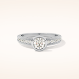 0.52 CT Round Shaped Bezel & Pave Moissanite Engagement Ring