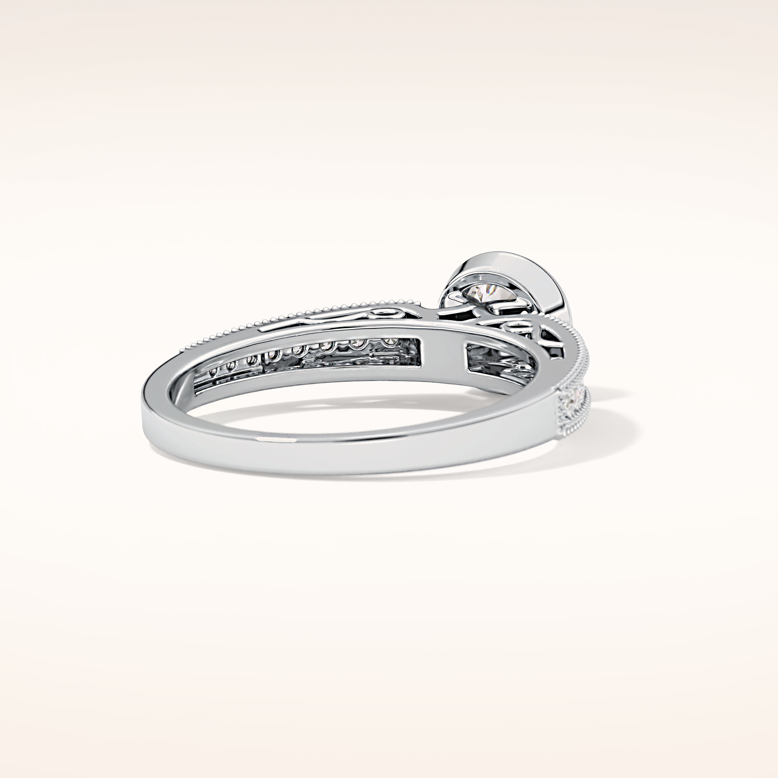 0.52 CT Round Shaped Bezel & Pave Moissanite Engagement Ring