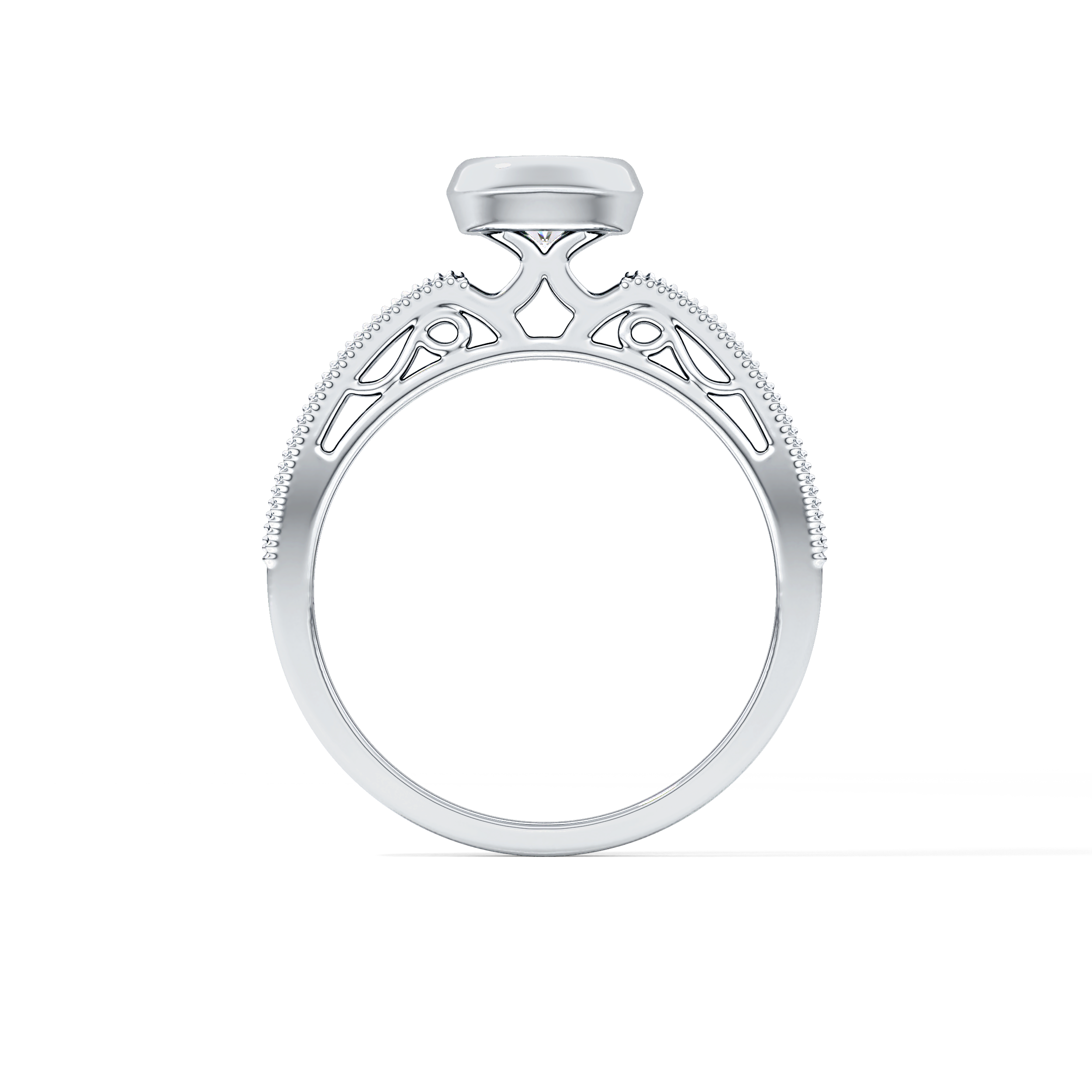 Round Bezel & Channel Pave Lab Grown Diamond Engagement Ring