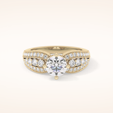 1.02 CT Round Shaped Double Shank & Pave Moissanite Engagement Ring