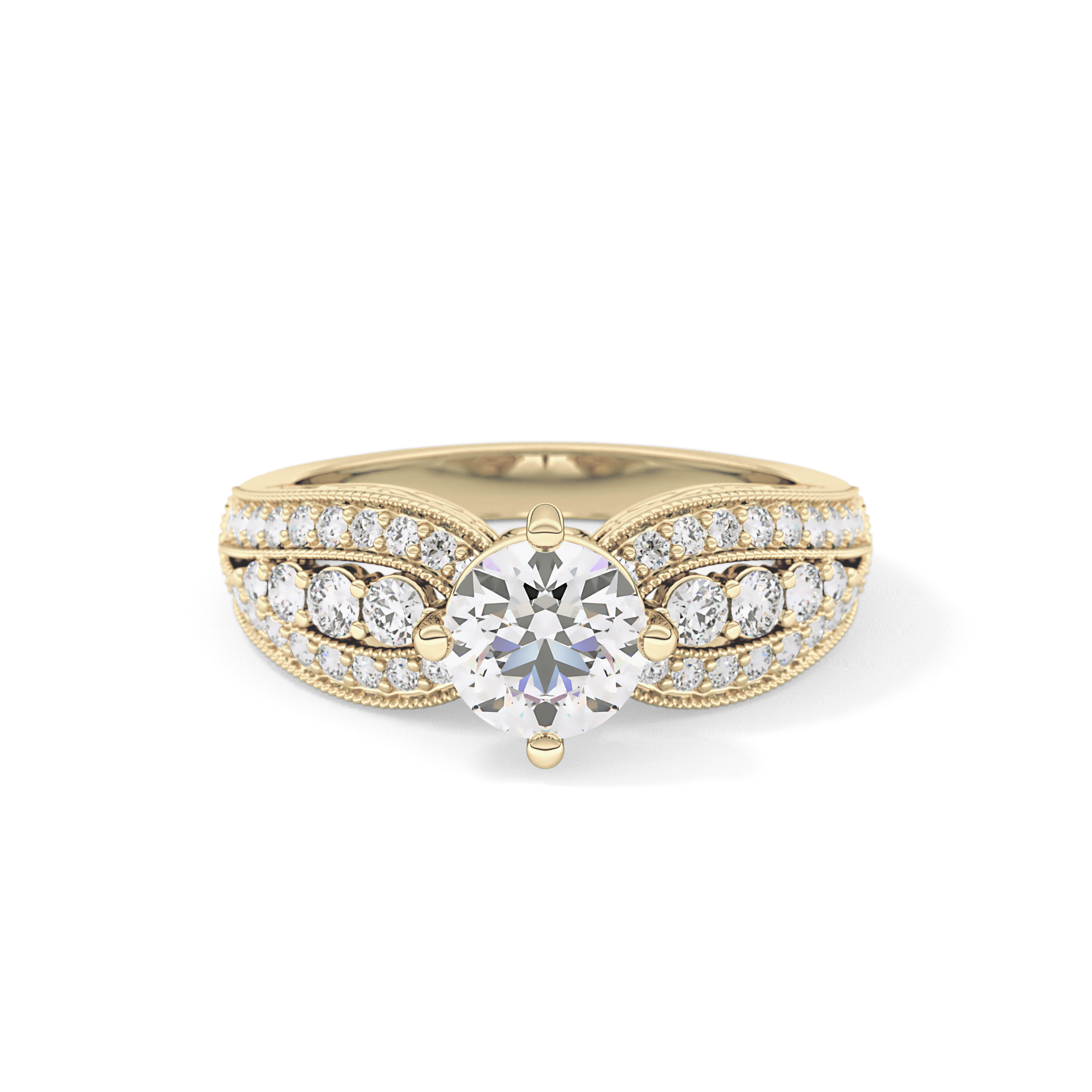 Round Pave Lab Grown Diamond Engagement Ring