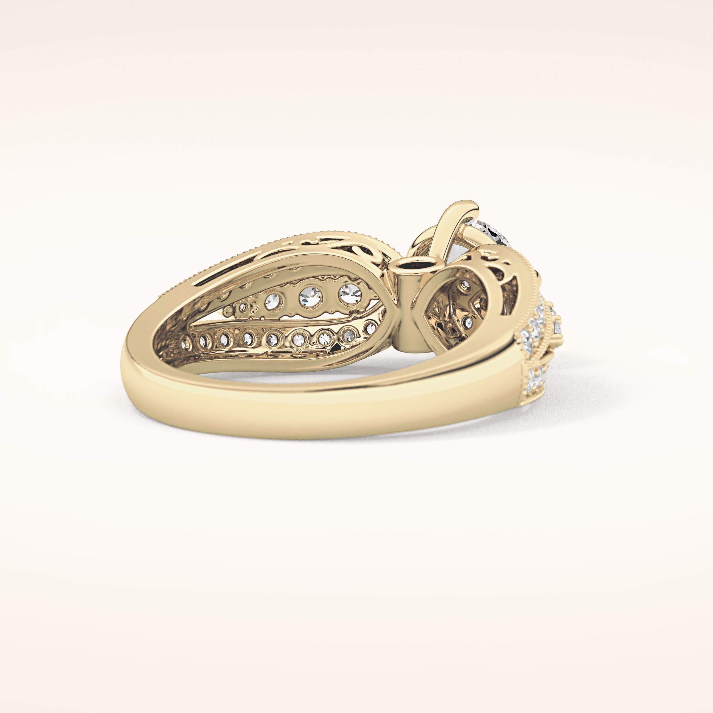 1.02 CT Round Shaped Double Shank & Pave Moissanite Engagement Ring