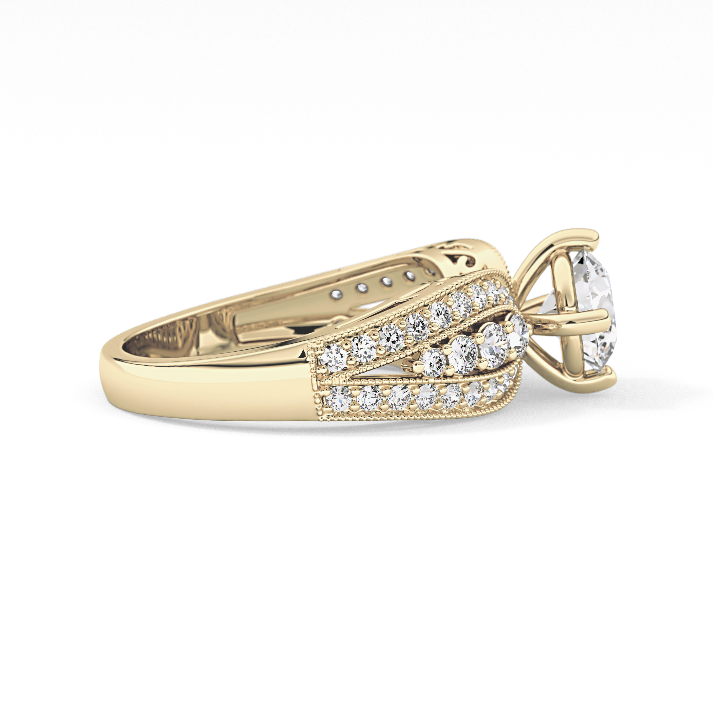 Round Pave Lab Grown Diamond Engagement Ring